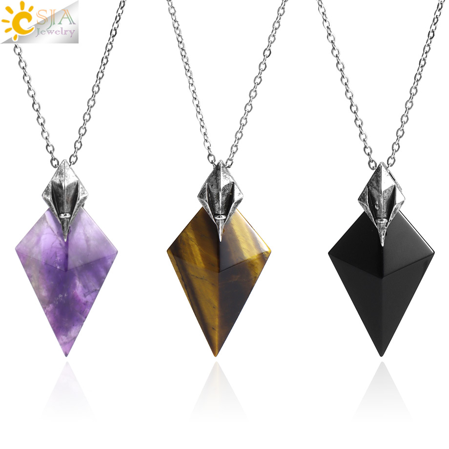 Sport Slide Men - CSJA Natural Stone Triangle Necklace for