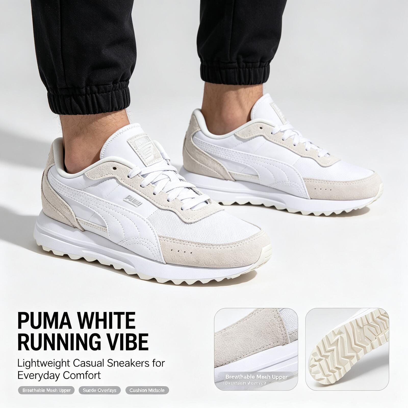 Men Shoes Puma - New Hot Puma White Lightweight Running
