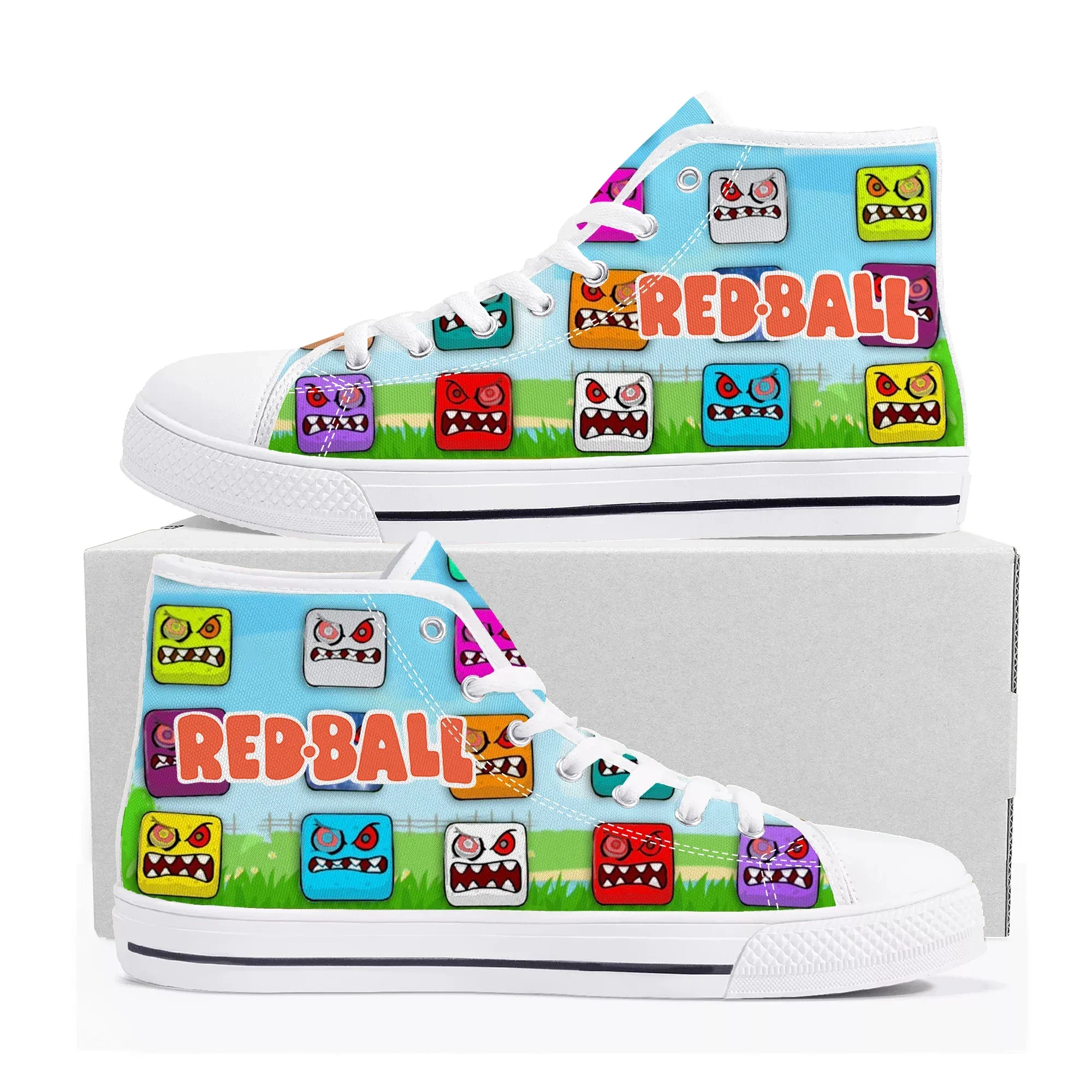 Men Shoes Red - Red Ball High Top Sneakers Hot