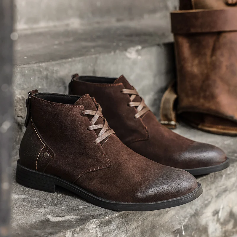 Men'S Shoes Zipper - New Cow Suede Ankle Boots Handmade