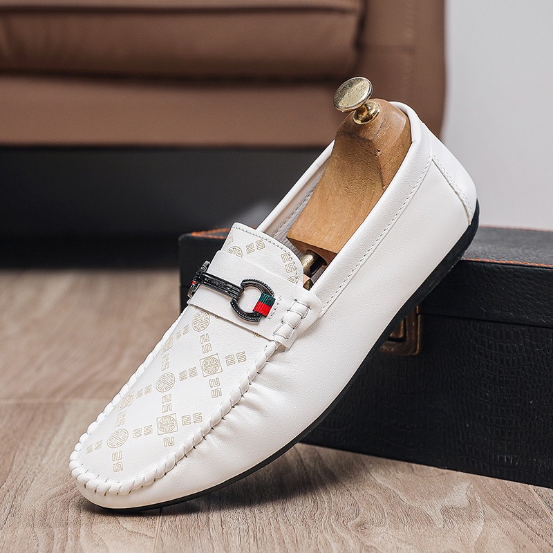 Men'S Shoes Black And White - italian PU leather loafers mens slip-on