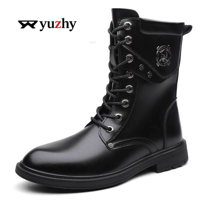 Men'S Shoes Black And White - Unisex High-Top Chunky Sole Platform Boots