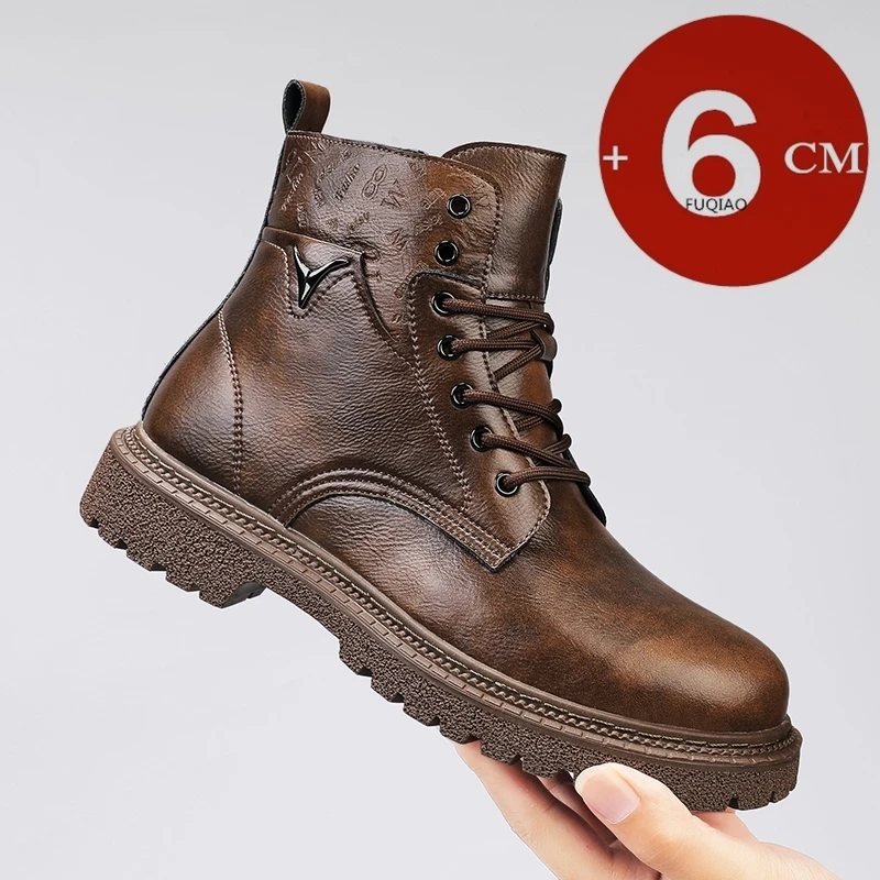 Men'S Shoes Zipper - 6cm Invisible Height Increasing Men Boots
