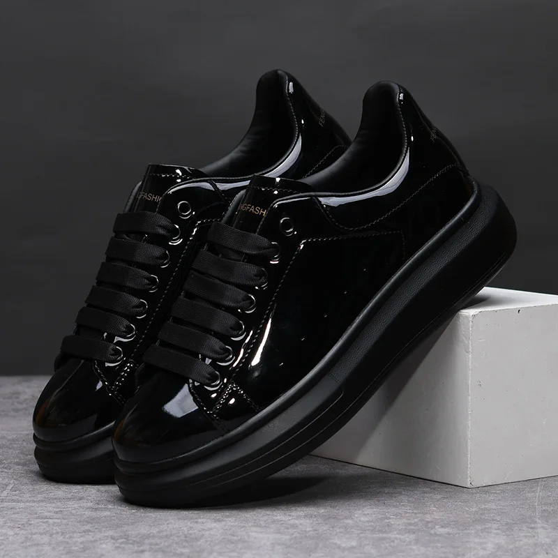 Men'S Shoes Black And White - Brand Men's Shoes Black Glossy Casual