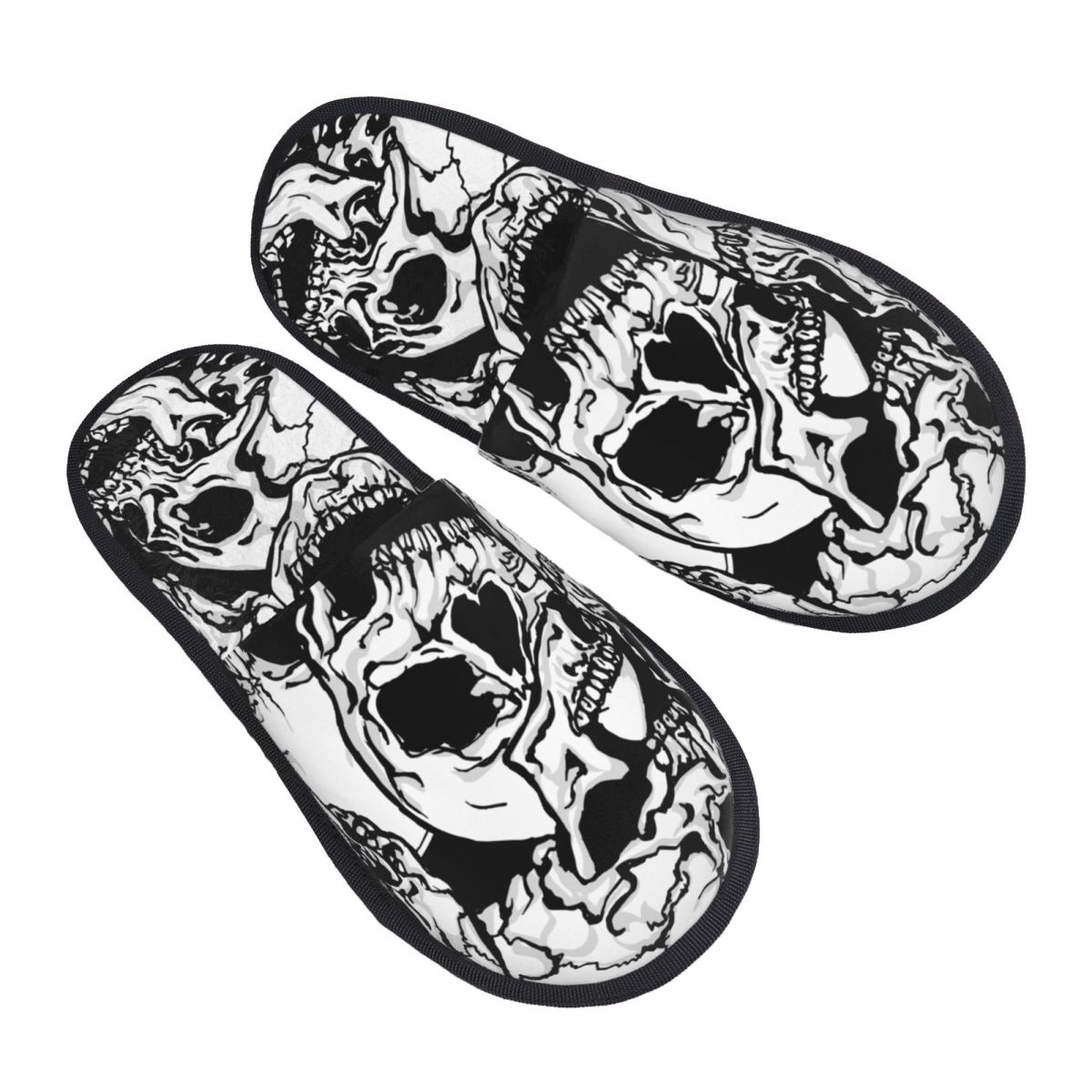 Men'S Shoes Black And White - Indoor Black And White Skulls Warm