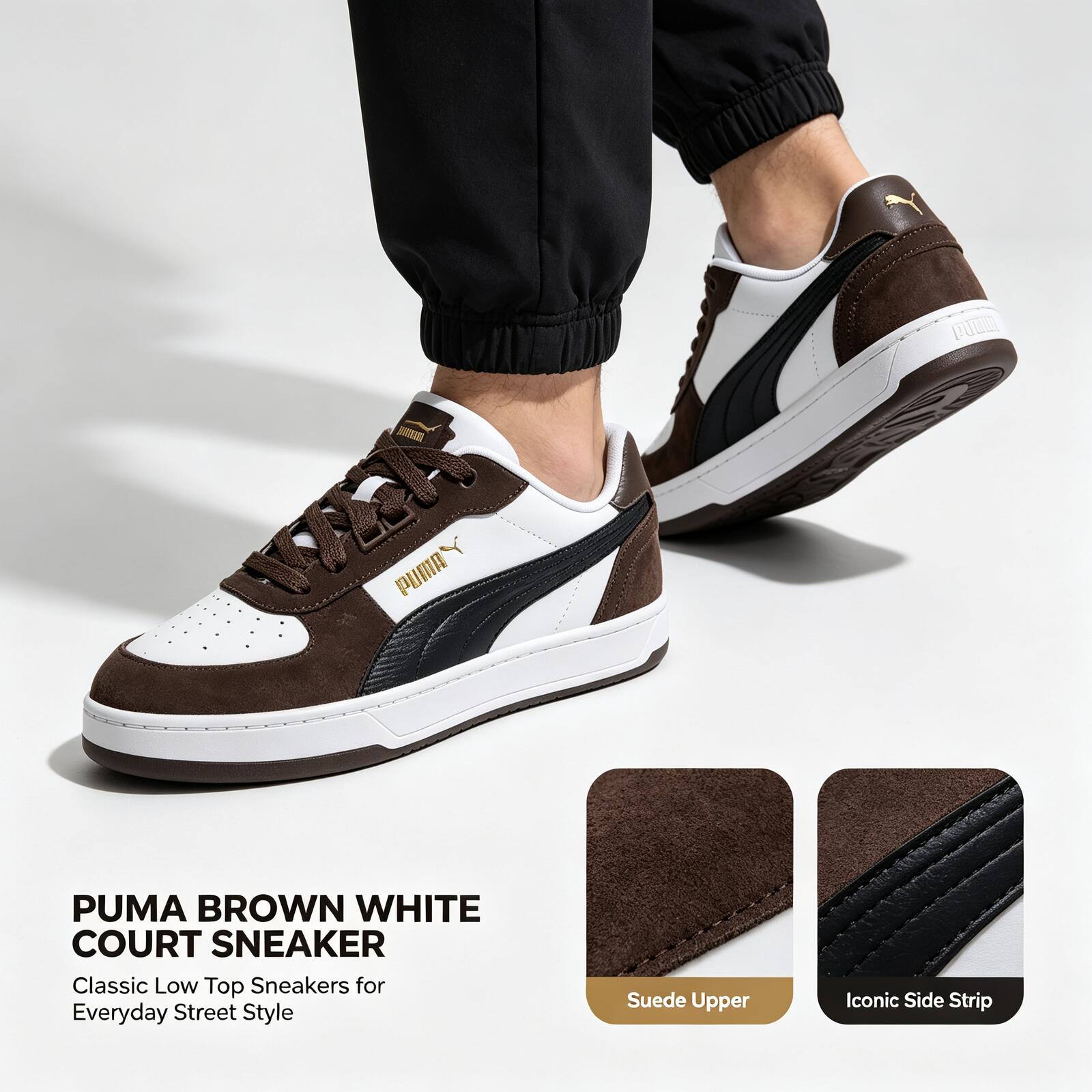 Men'S Shoes Puma Sneakers - New Hot Puma Brown White Low