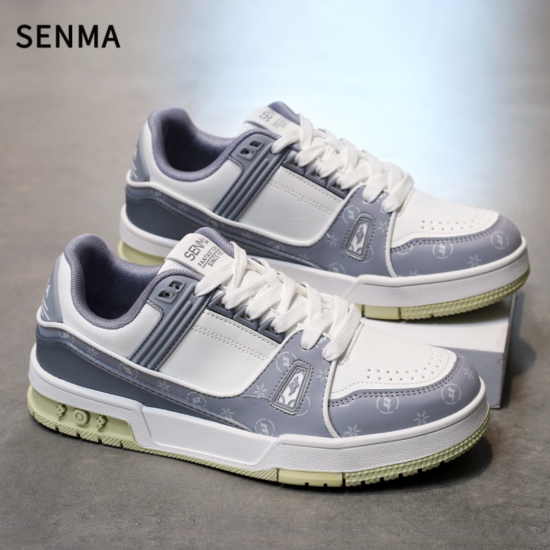 Men'S Shoes Black And White - SENMA Men's Women's Sneakers PU Upper
