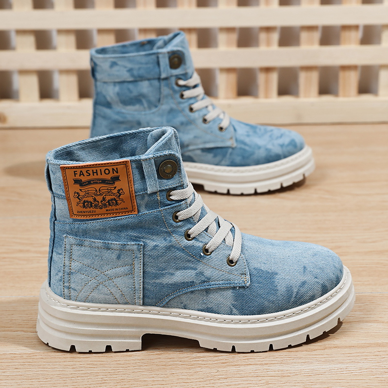 Men'S Shoes Grip - Washable Tie-Dye Denim High-Top Sneakers, with