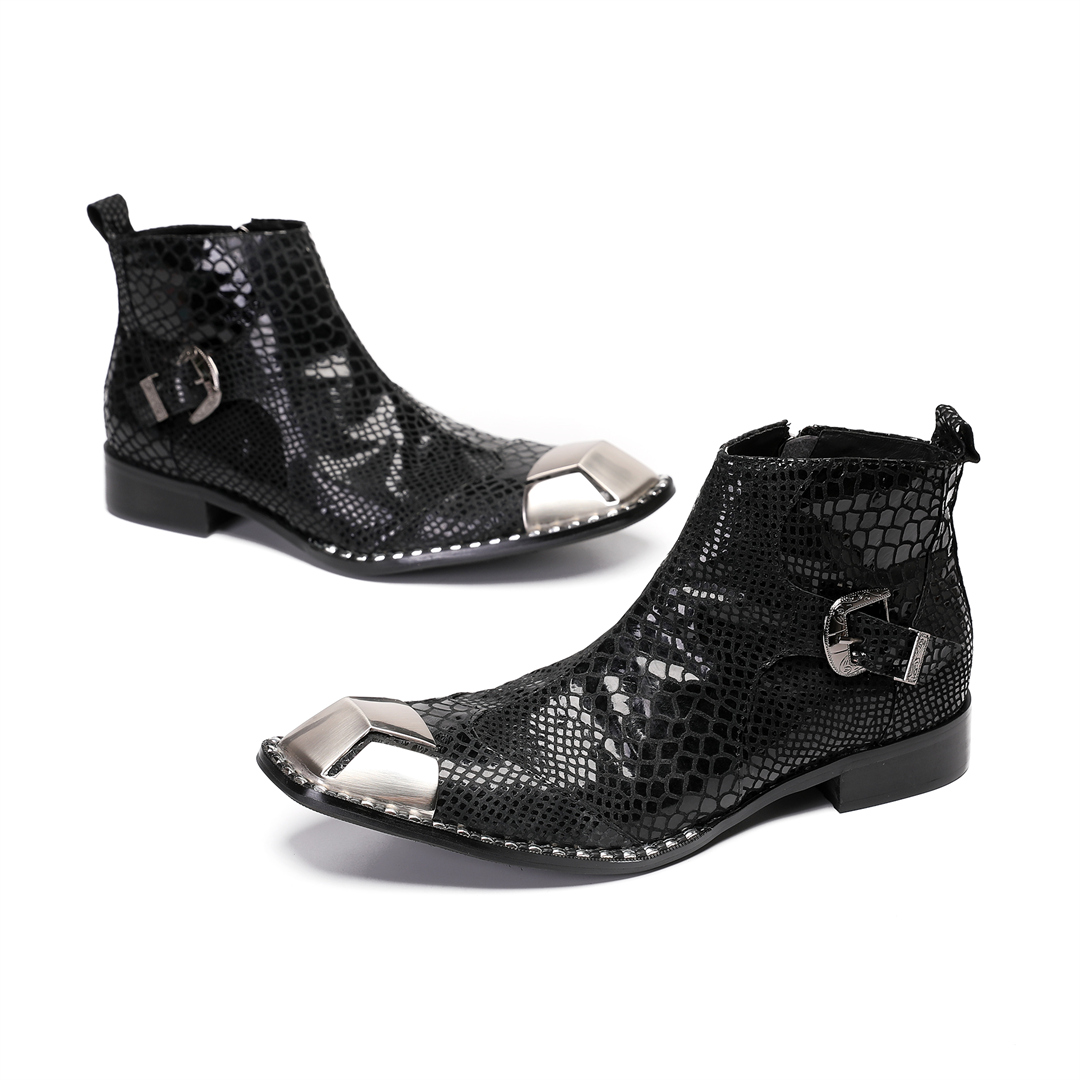 Men'S Shoes Zipper - British Black Cow Leather Men Party