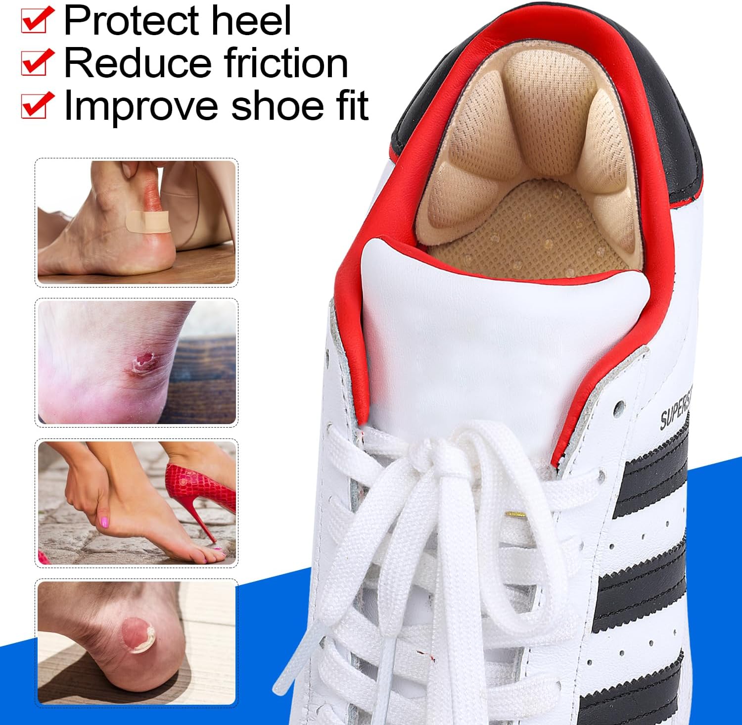 Men'S Shoes Grip - Adhesive Heel Cushion Pads Reusable Back