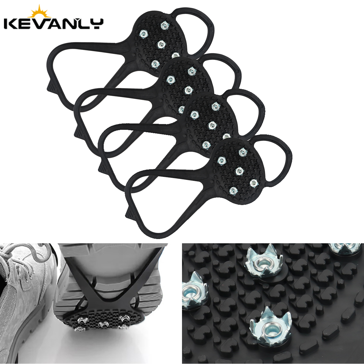 Men'S Shoes Grip - 2Pairs Outdoor 5 Teeth Ice Gripper