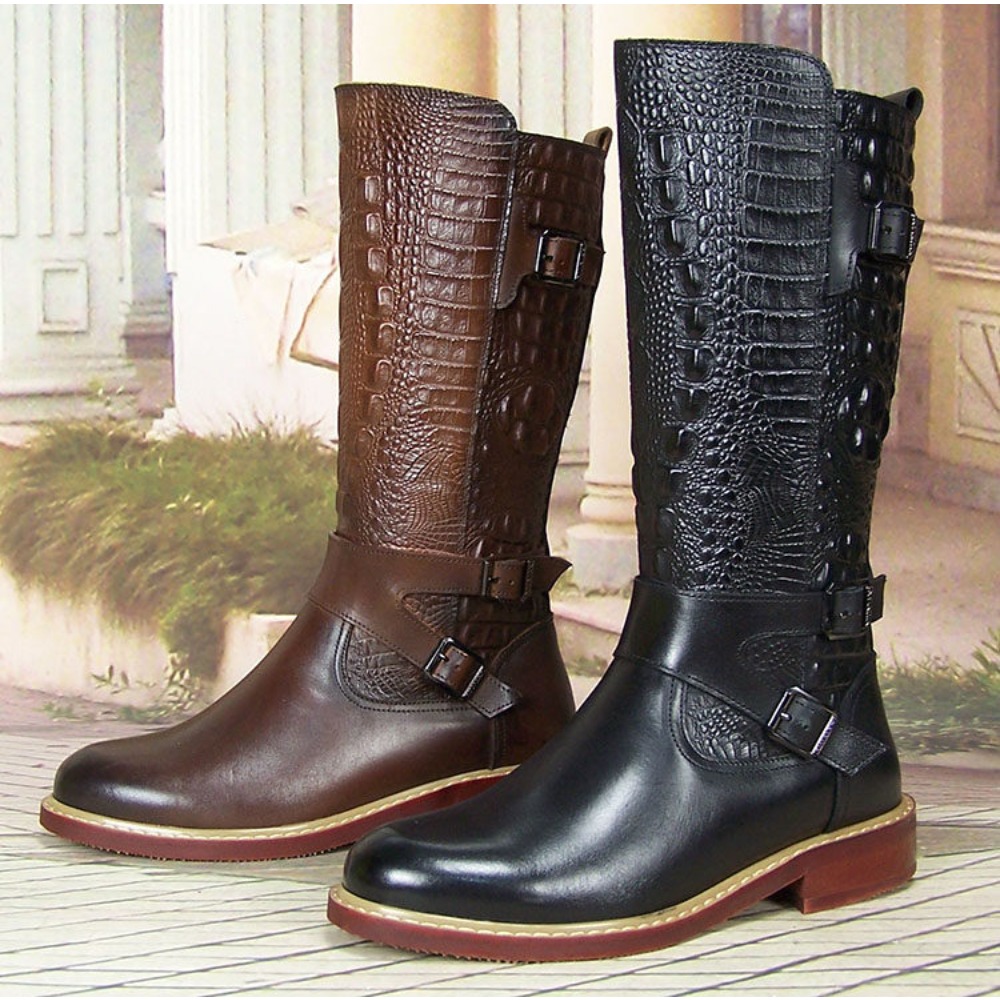 Men'S Shoes Zipper - Fashion Men's Embossed Leather Guard of