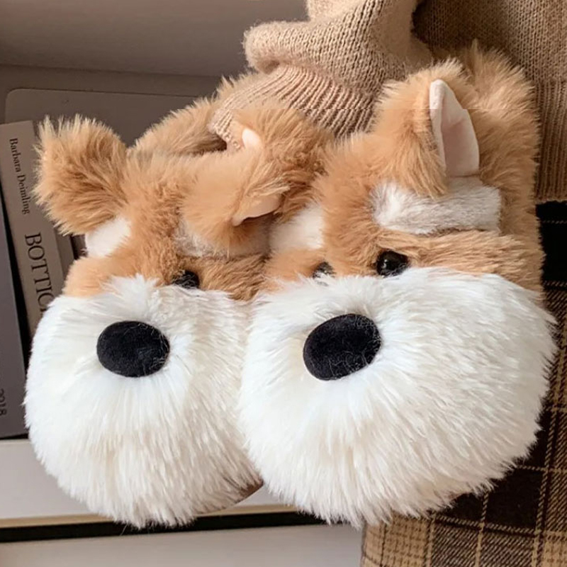 Men'S Shoes Grip - Dog Home Fuzzy Slipper Women Puppy