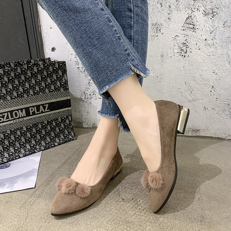 Dress Shoe Pointed - Women's Mary Jane Shoes Fur Ball