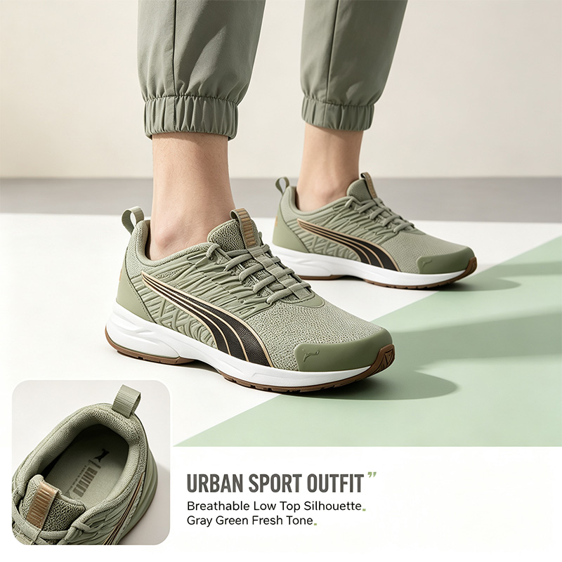 Men'S Shoes Puma Sneakers - PUMA Men Gray Green Running Shoes