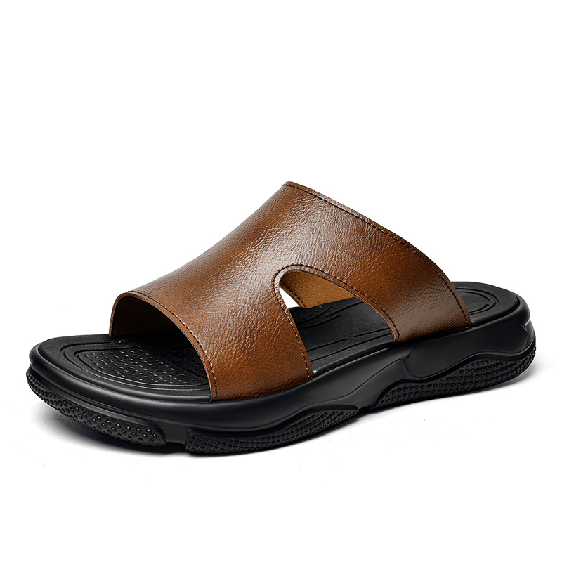 Men's Leather Slide Sandals No - Men Shoes Marks ulasan dan harga