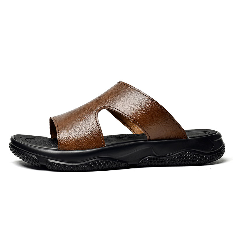 Men's Leather Slide Sandals No - Men Shoes Marks ulasan dan harga