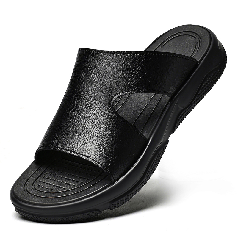 Men's Leather Slide Sandals No - Men Shoes Marks ulasan dan harga