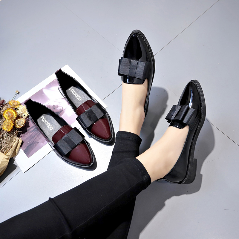 Black/ Wine Red Patent Leather - Dress Shoe Pointed ulasan dan harga