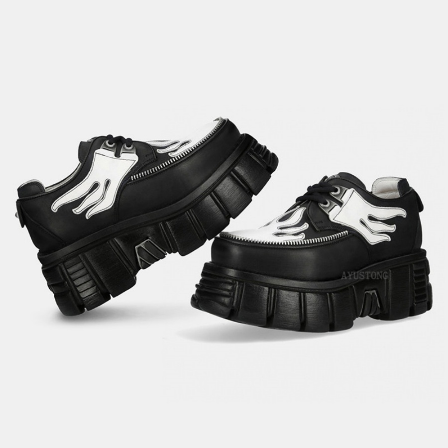 Women Black White Flame Print  - Men'S Shoes Black And White ulasan dan harga