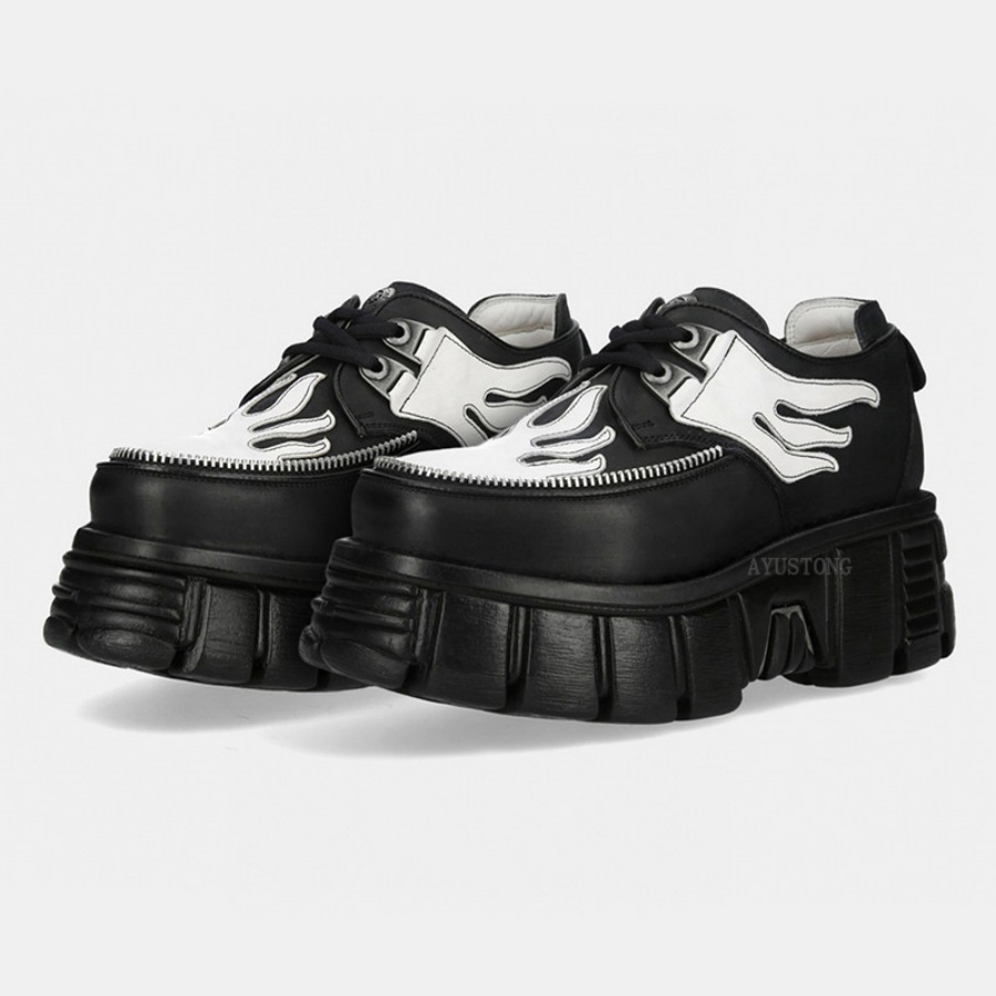 Women Black White Flame Print  - Men'S Shoes Black And White ulasan dan harga