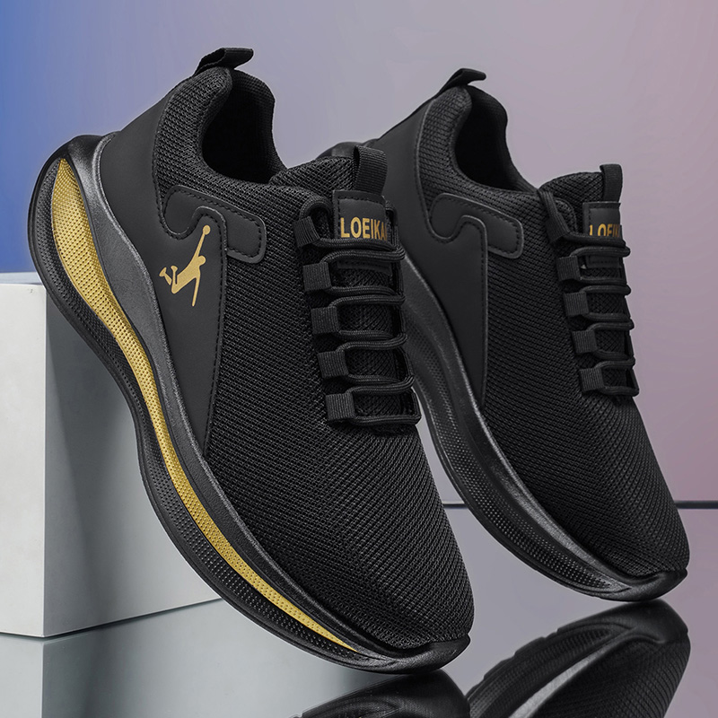 Men Running Sneakers Light Cus - Men'S Shoes Black And White ulasan dan harga