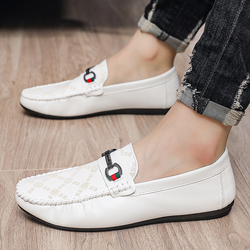 italian PU leather loafers men - Men'S Shoes Black And White ulasan dan harga