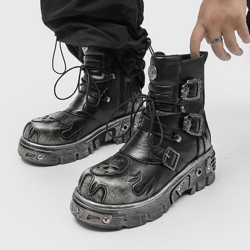 Punk Style Retro Cool Skull Fl - Men'S Shoes Height Increase ulasan dan harga