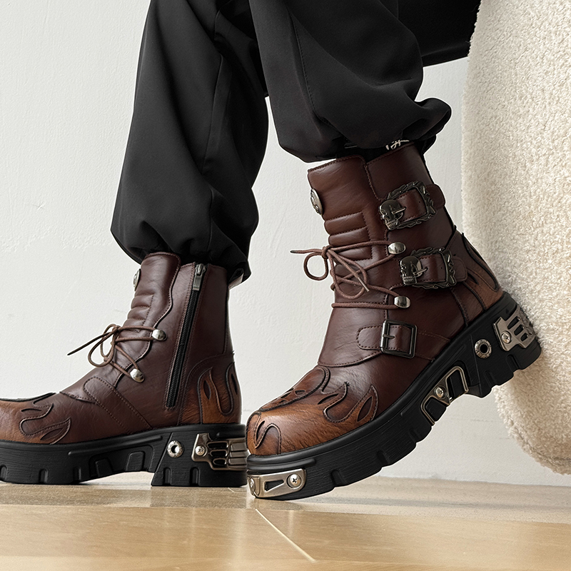 Punk Style Retro Cool Skull Fl - Men'S Shoes Height Increase ulasan dan harga
