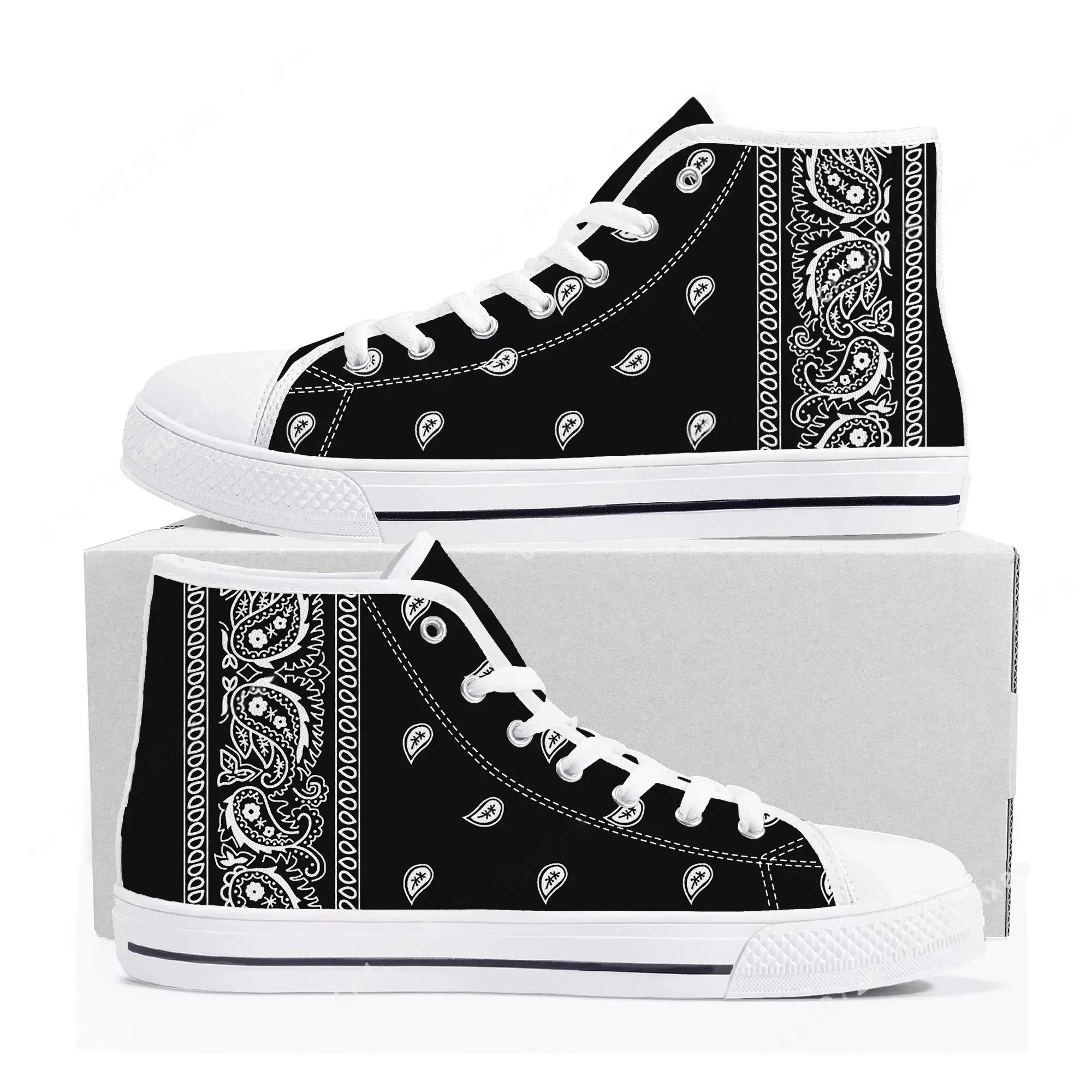 Bandana Paisley High Top Sneak - Men'S Shoes Black And White ulasan dan harga
