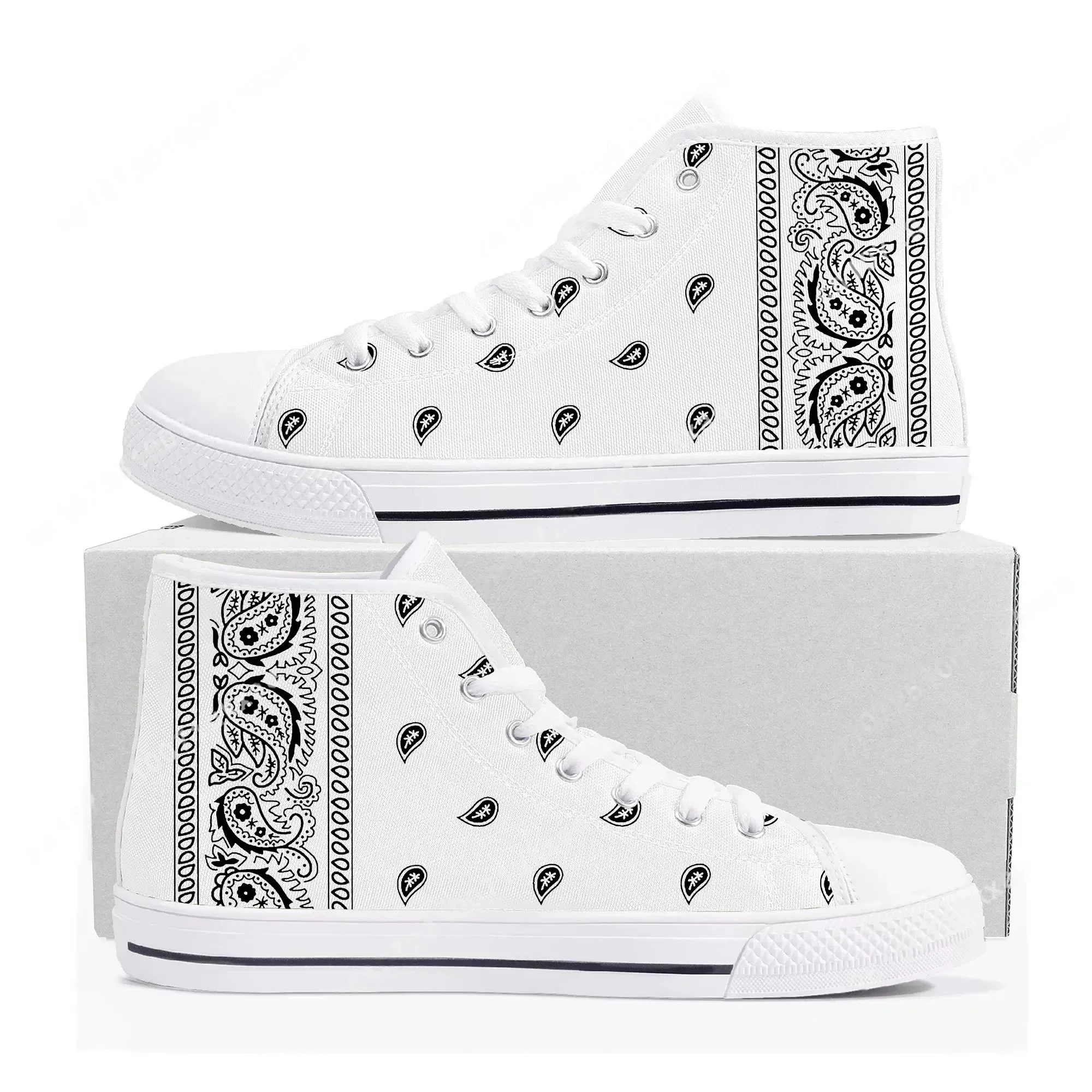 Bandana Paisley High Top Sneak - Men'S Shoes Black And White ulasan dan harga