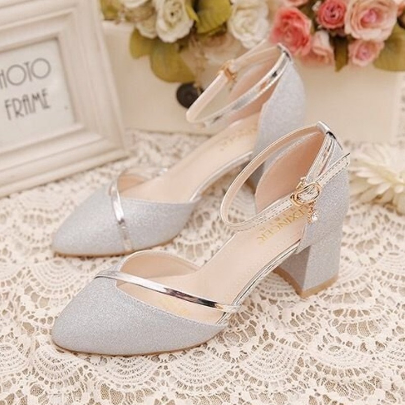 Women's Glitter Chunky Block H - Dress Shoe Pointed ulasan dan harga