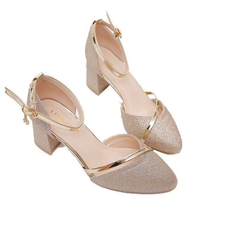 Women's Glitter Chunky Block H - Dress Shoe Pointed ulasan dan harga