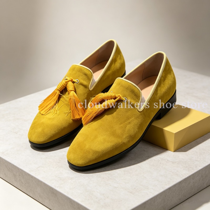 Men's Mustard Yellow Suede Tas - Men Shoes Yellow ulasan dan harga