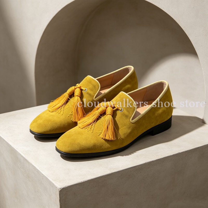 Men's Mustard Yellow Suede Tas - Men Shoes Yellow ulasan dan harga