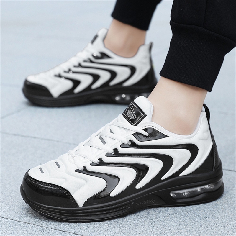 Men Black White Wavy Striped A - Men'S Shoes Black And White ulasan dan harga