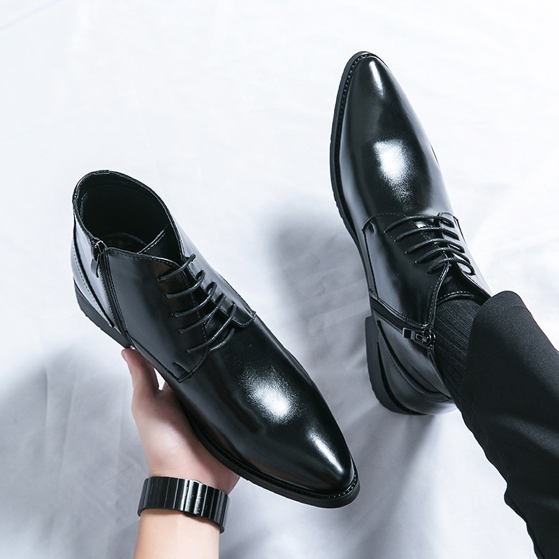 New High-Top Pointed-Toe Men's - Men'S Shoes Zipper ulasan dan harga