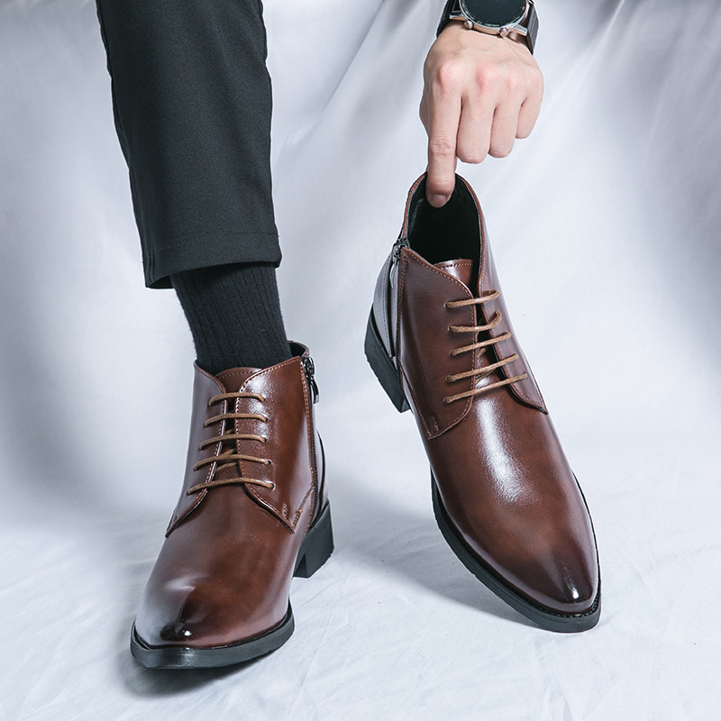 New High-Top Pointed-Toe Men's - Men'S Shoes Zipper ulasan dan harga