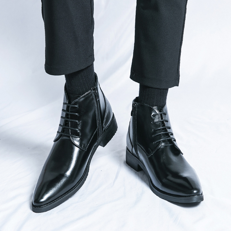 New High-Top Pointed-Toe Men's - Men'S Shoes Zipper ulasan dan harga