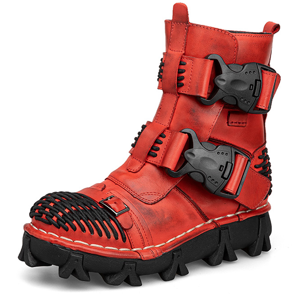 Men's Genuine Leather Motorcyc - Men Shoes Red ulasan dan harga