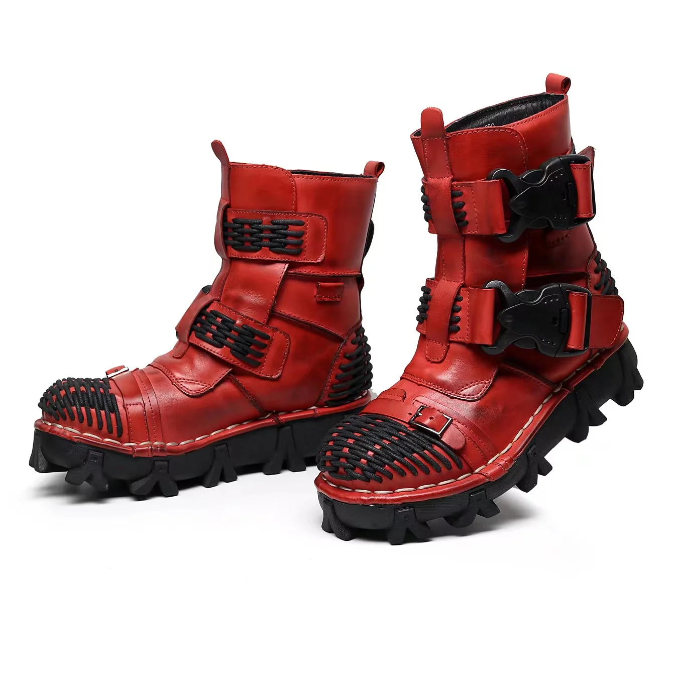 Men's Genuine Leather Motorcyc - Men Shoes Red ulasan dan harga