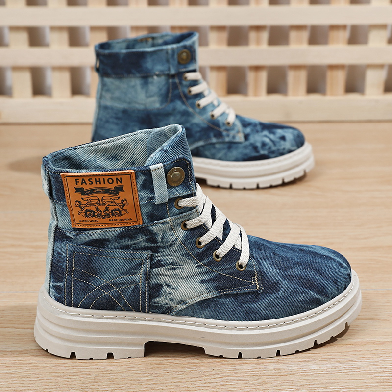 Washable Tie-Dye Denim High-To - Men'S Shoes Grip ulasan dan harga