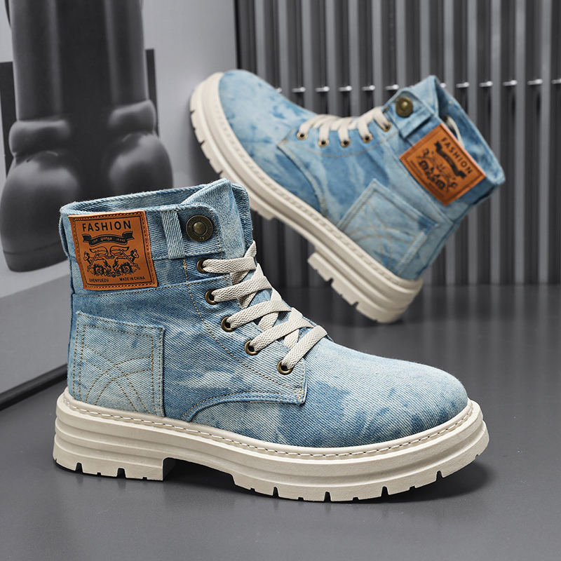 Washable Tie-Dye Denim High-To - Men'S Shoes Grip ulasan dan harga