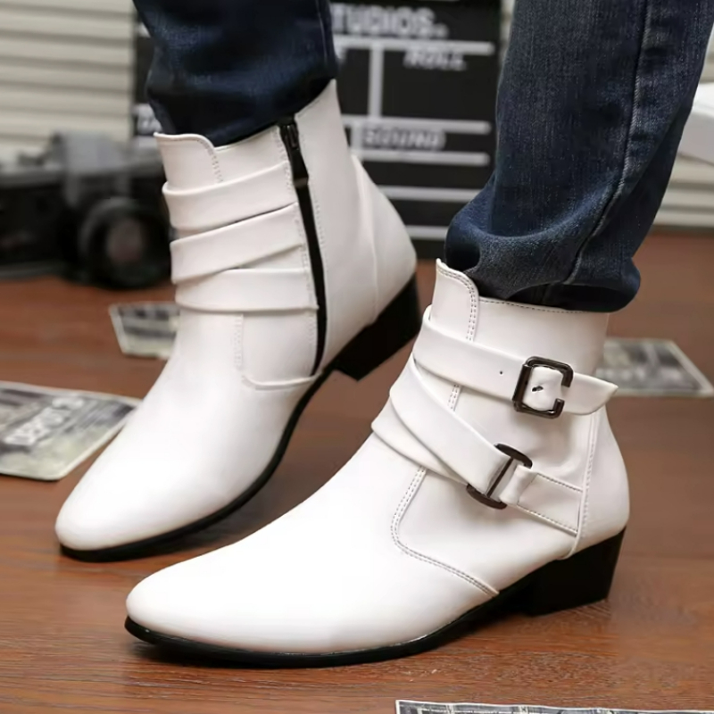 Luxury Men Boots Leather Chels - Men'S Shoes Zipper ulasan dan harga