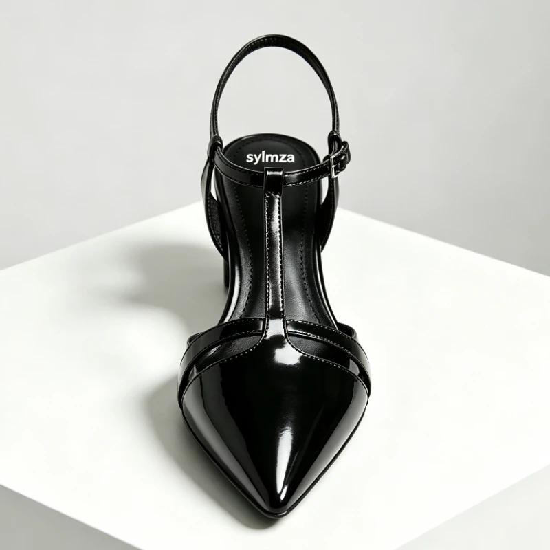 Patent Leather Kitten Heel Wom - Dress Shoe Pointed ulasan dan harga