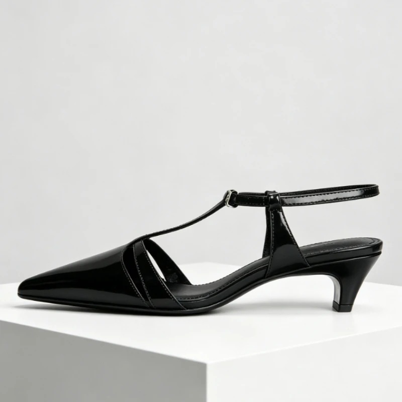 Patent Leather Kitten Heel Wom - Dress Shoe Pointed ulasan dan harga