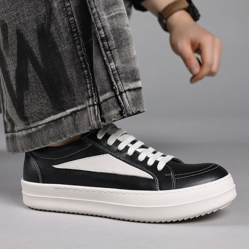 Mens Black Genuine Leather Pla - Men'S Shoes Black And White ulasan dan harga