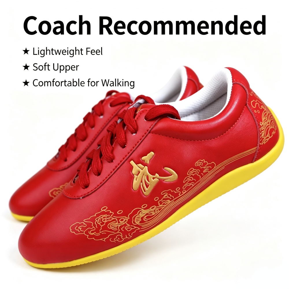 Glossy Genuine Leather Kung Fu - Men Shoes Yellow ulasan dan harga