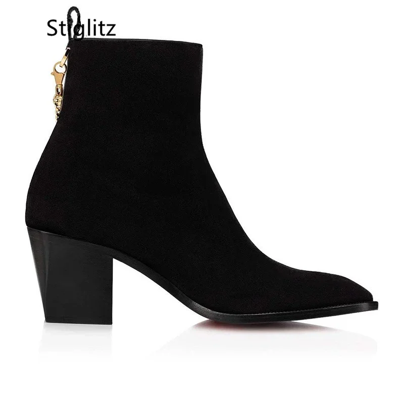 Suede Ankle Boots Gold Chain H - Men Shoes Red ulasan dan harga