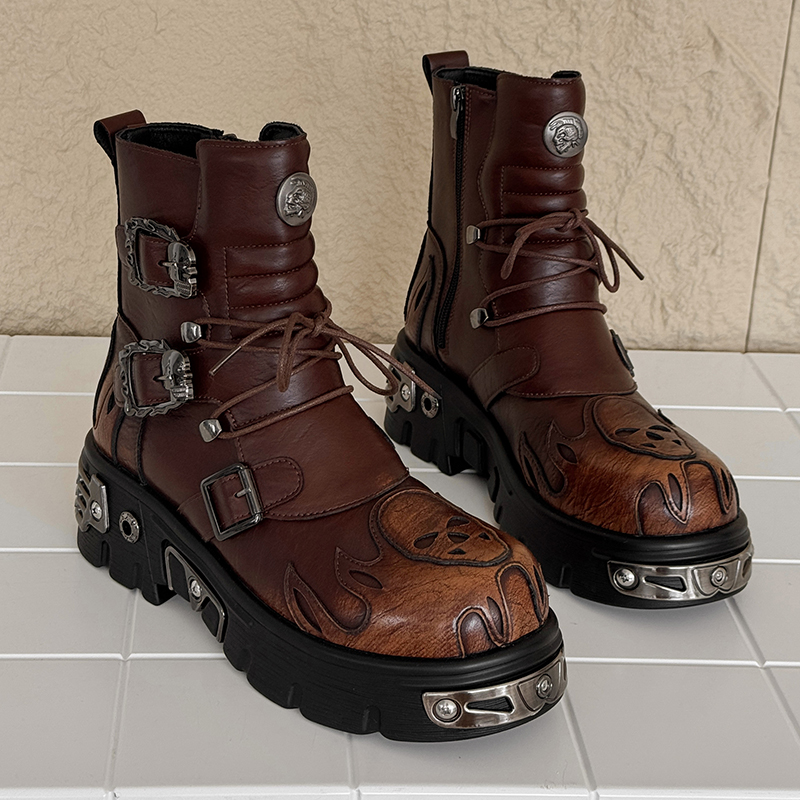 Men Height Increasing Punk Sty - Men'S Shoes Zipper ulasan dan harga